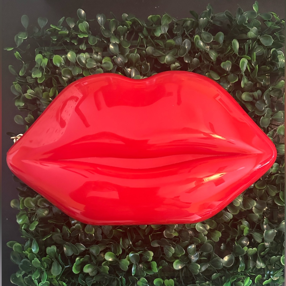 Red Lip-Shaped Clutch